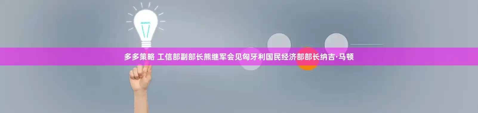 多多策略 工信部副部长熊继军会见匈牙利国民经济部部长纳吉·马顿
